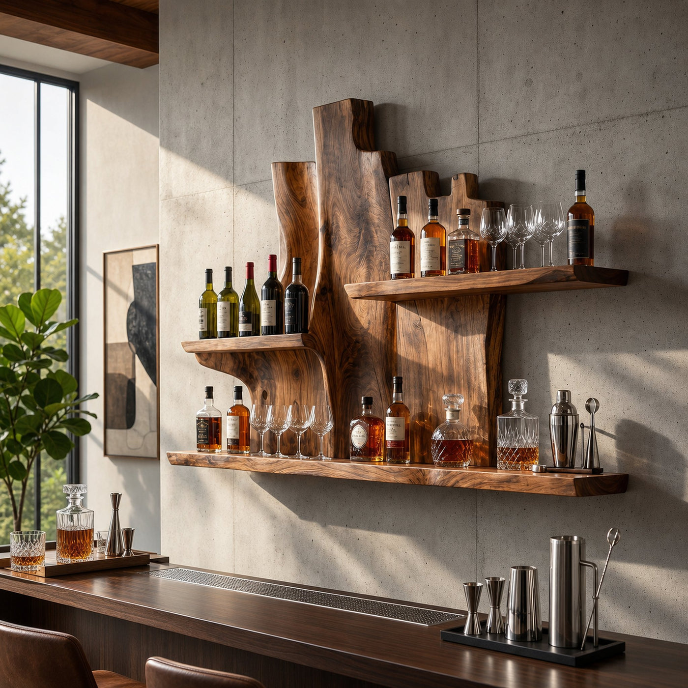 Rustic Wall WineStand For Dining Lounge Bottle Showcase Unit