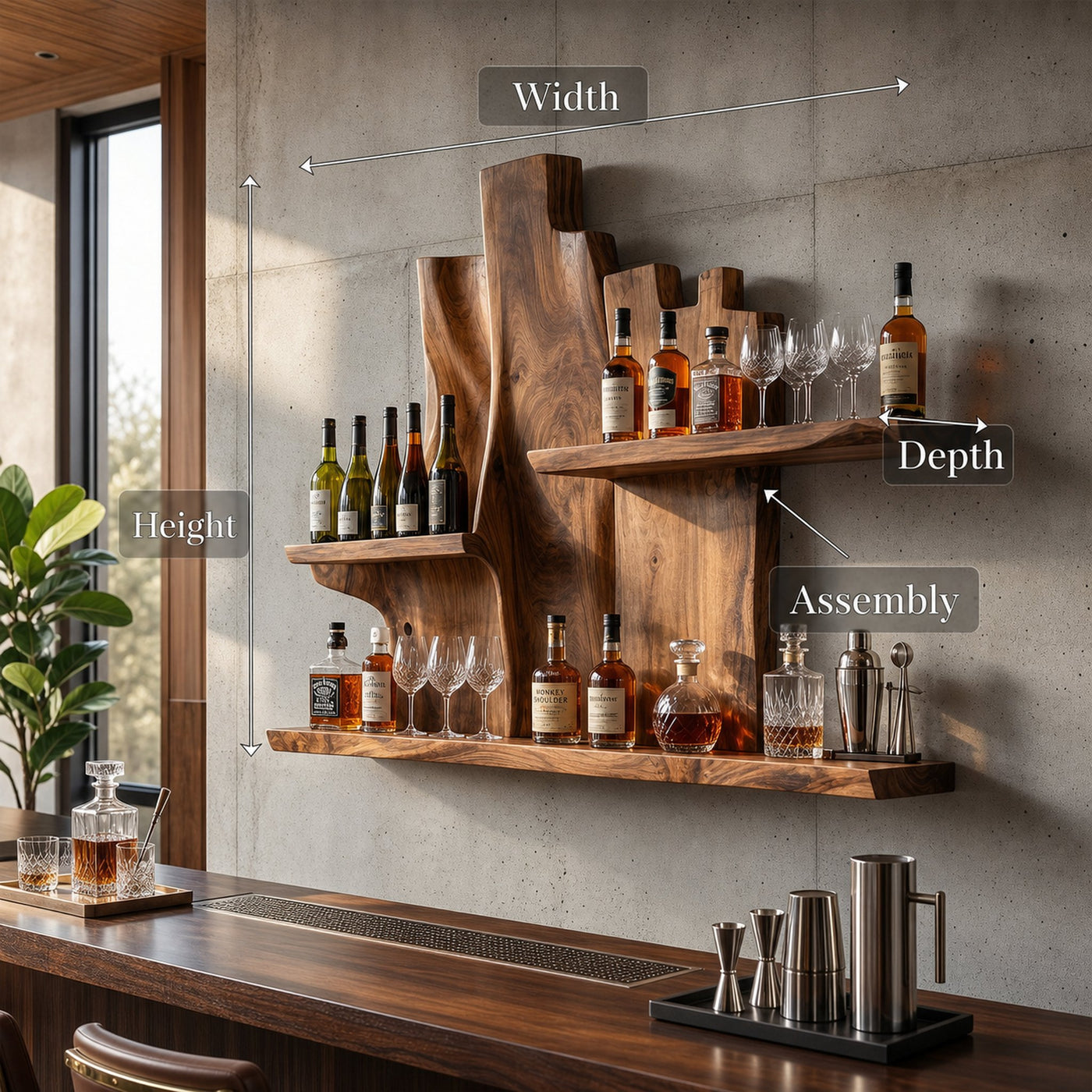 Rustic Wall WineStand For Dining Lounge Bottle Showcase Unit - product view 8
