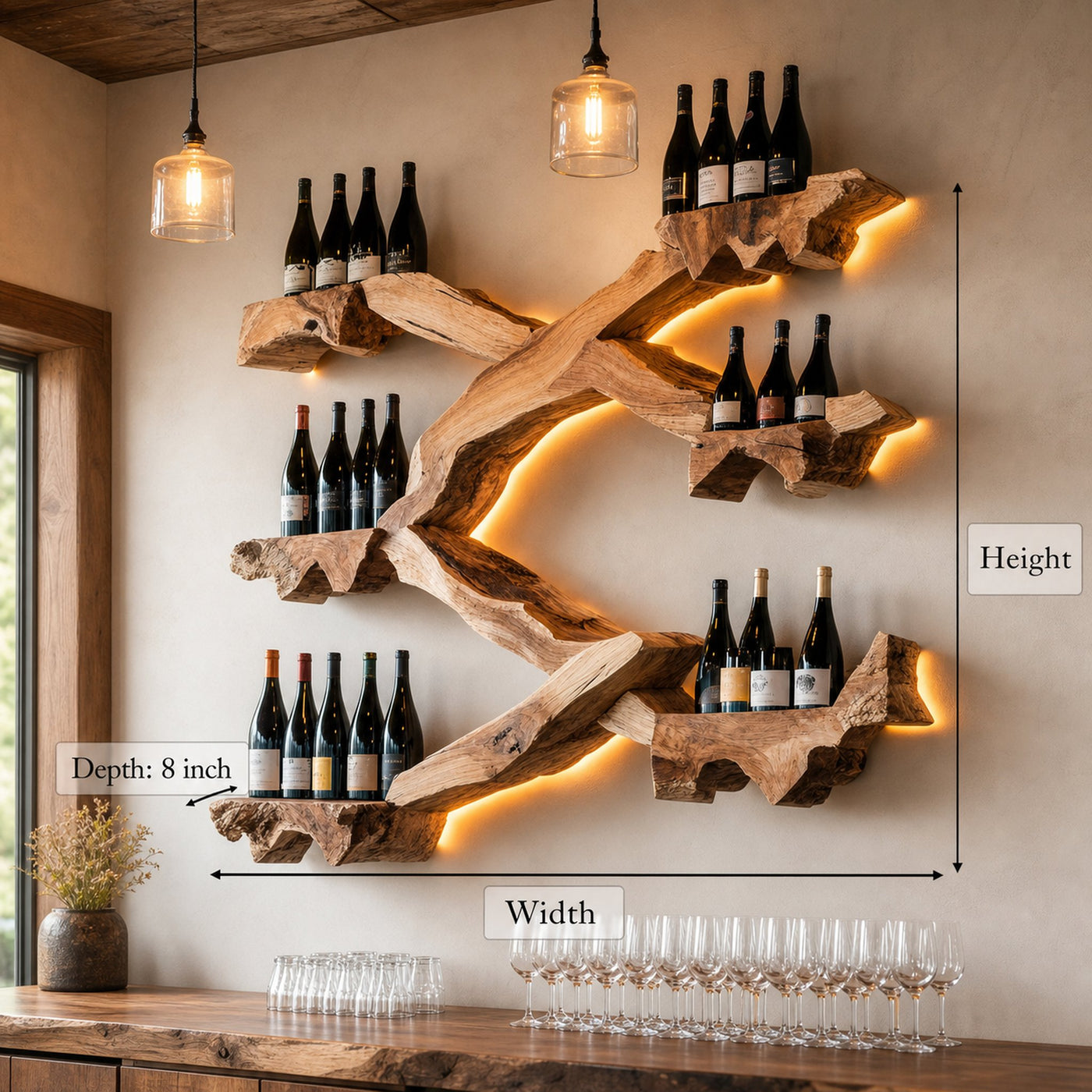 Rustic Wine Stand For Kitchen Vintage Organizer Shelf - product view 6