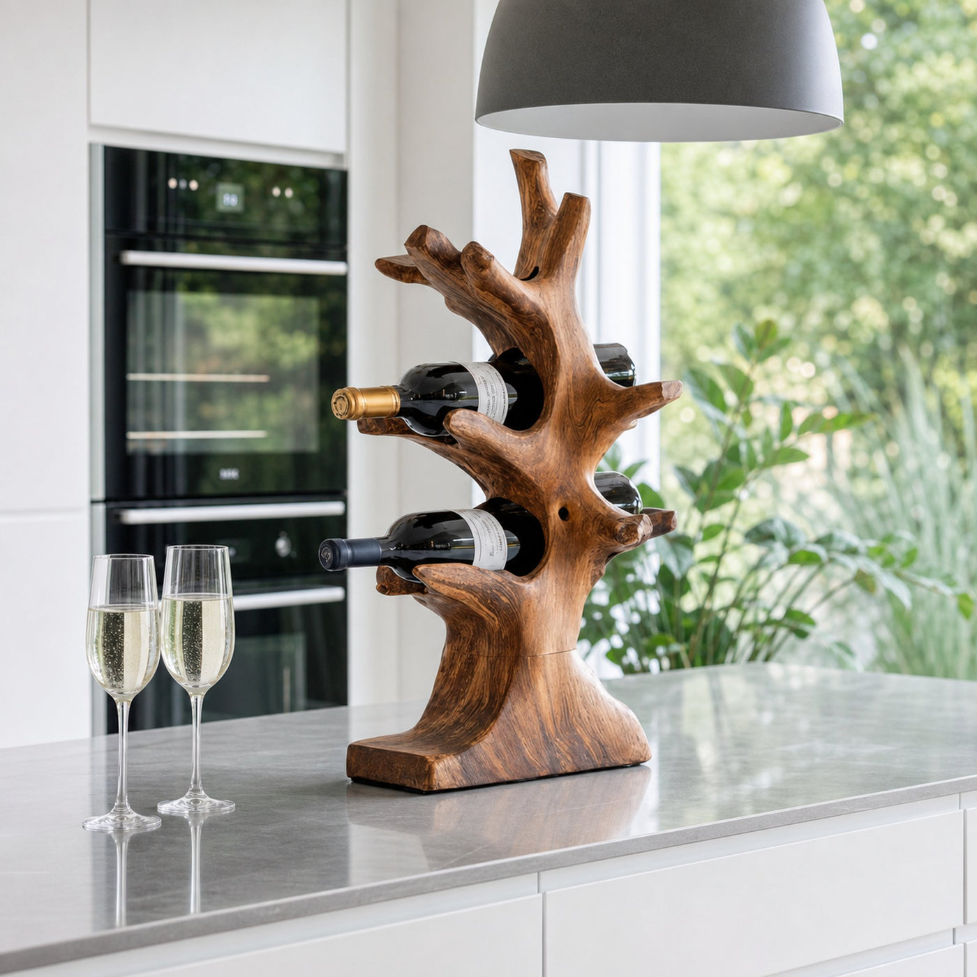 Rustic Wine Stand For Living Room Natural Wood Vibe - product view 6