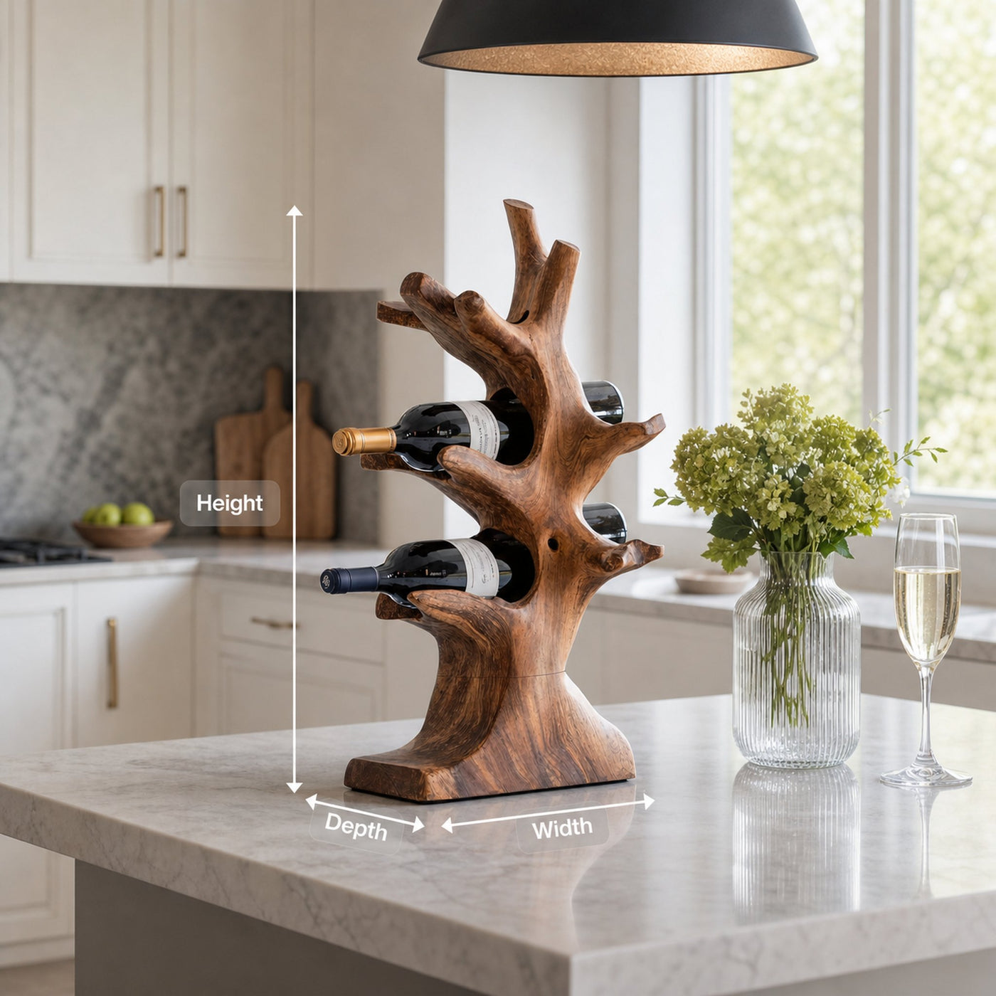 Rustic Wine Stand For Living Room Natural Wood Vibe - product view 8