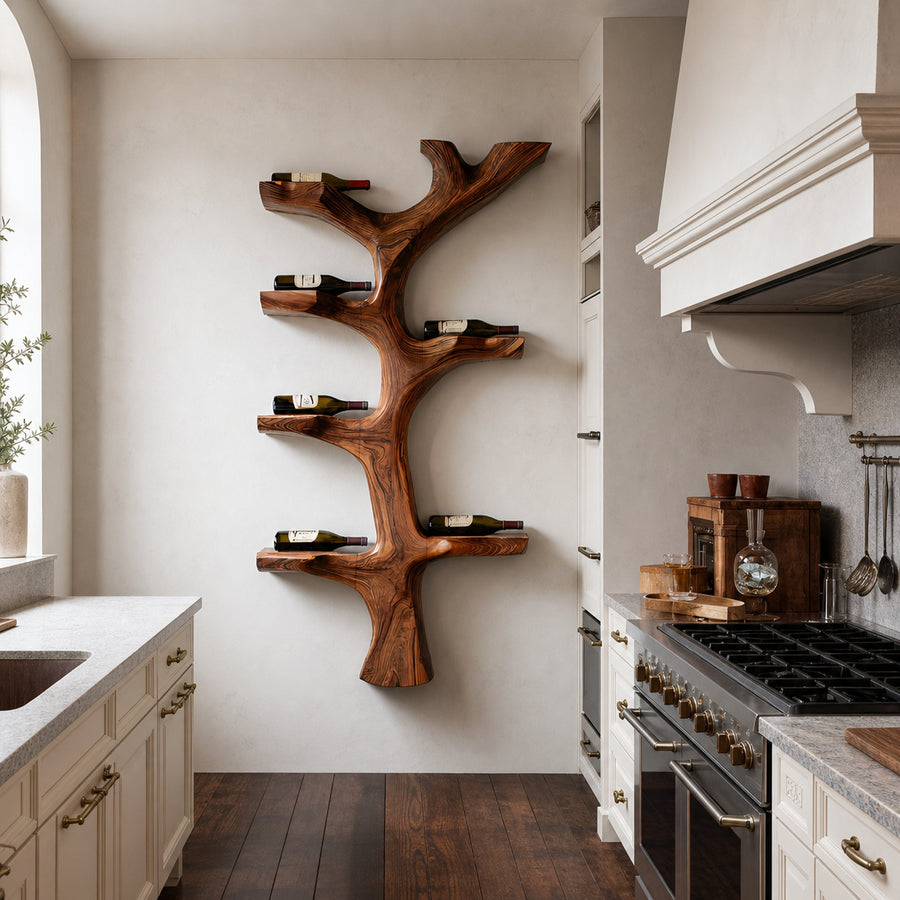 Rustic Wooden Wine Rack Branch Style For Home Bar