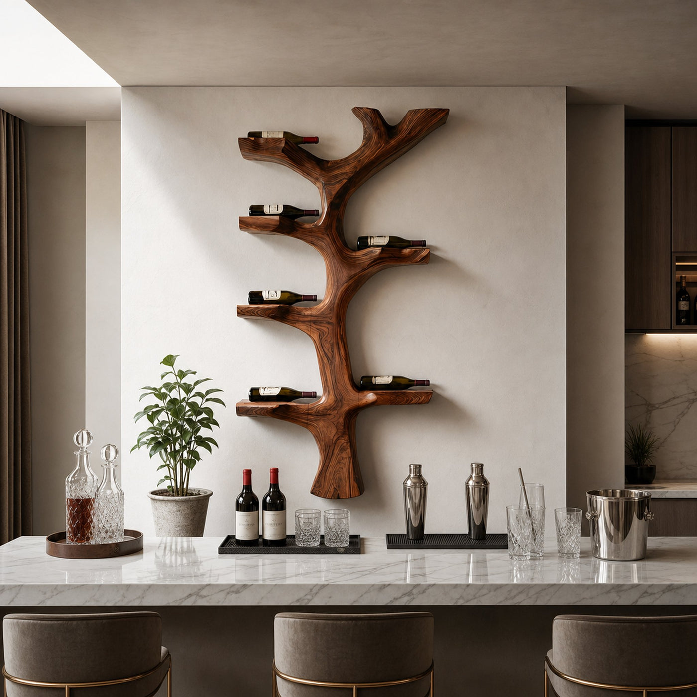 Rustic Wooden Wine Rack Branch Style For Home Bar - product view 6