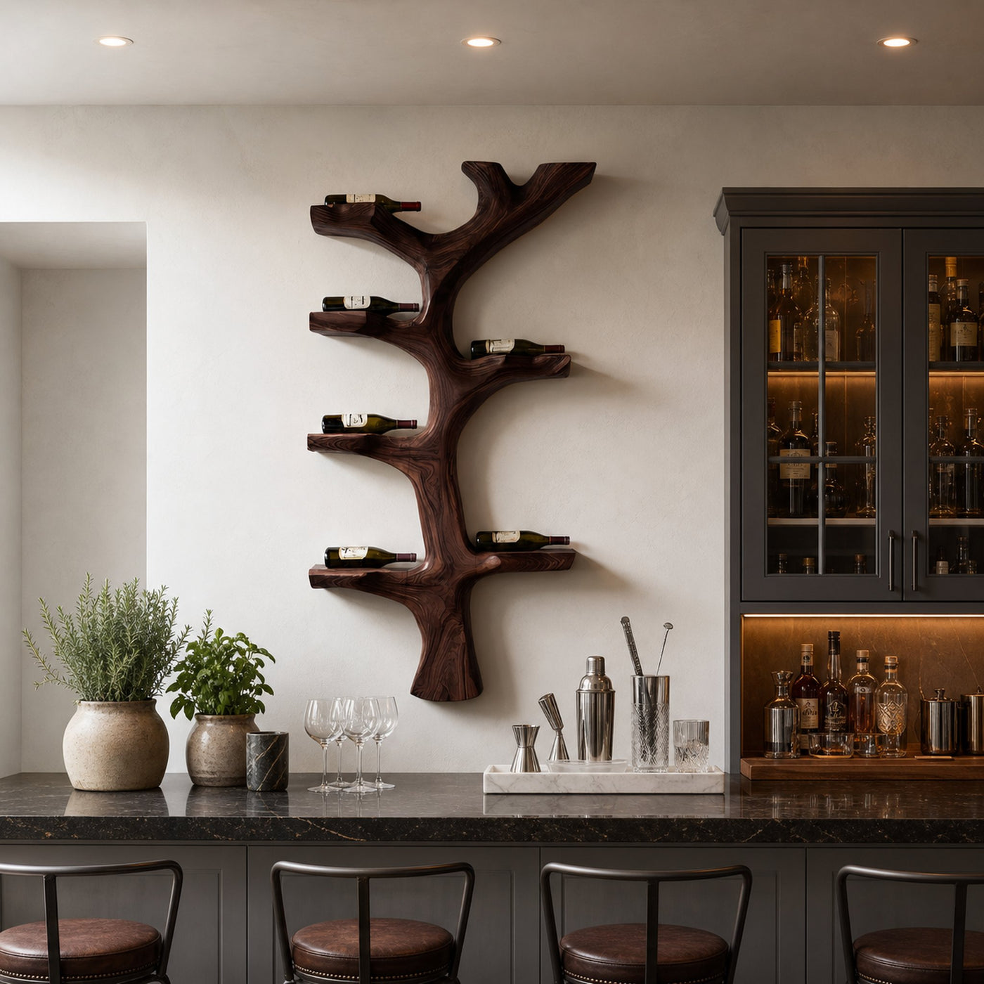 Rustic Wooden Wine Rack Branch Style For Home Bar - product view 7