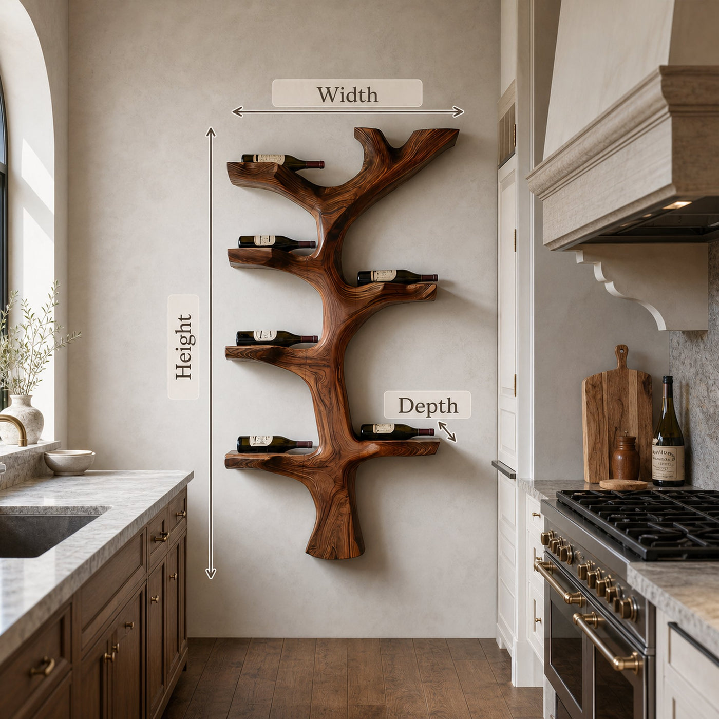 Rustic Wooden Wine Rack Branch Style For Home Bar - product view 8