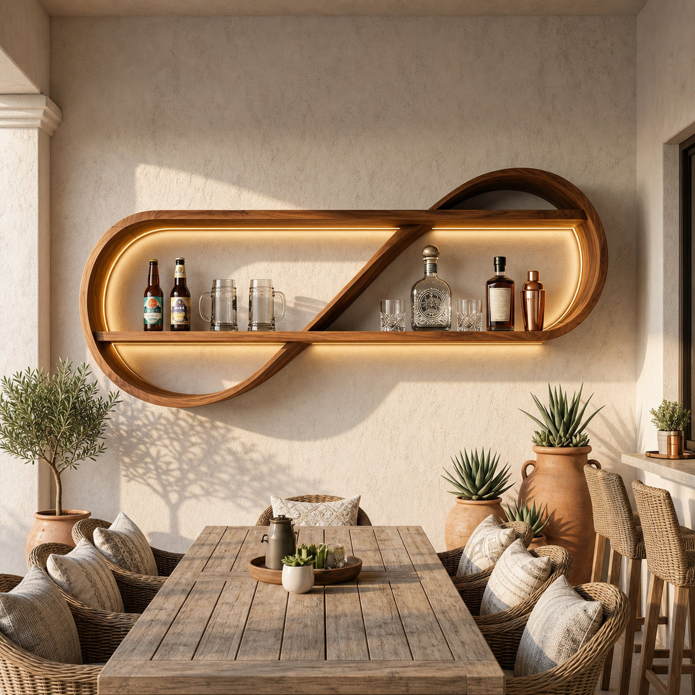 Scandinavian Open Shelf Wine Rack For Apartment Interior