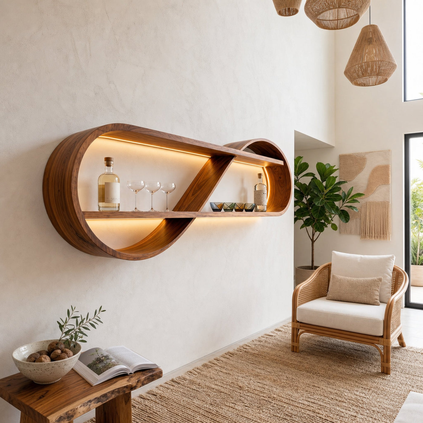 Scandinavian Open Shelf Wine Rack For Apartment Interior - product view 6