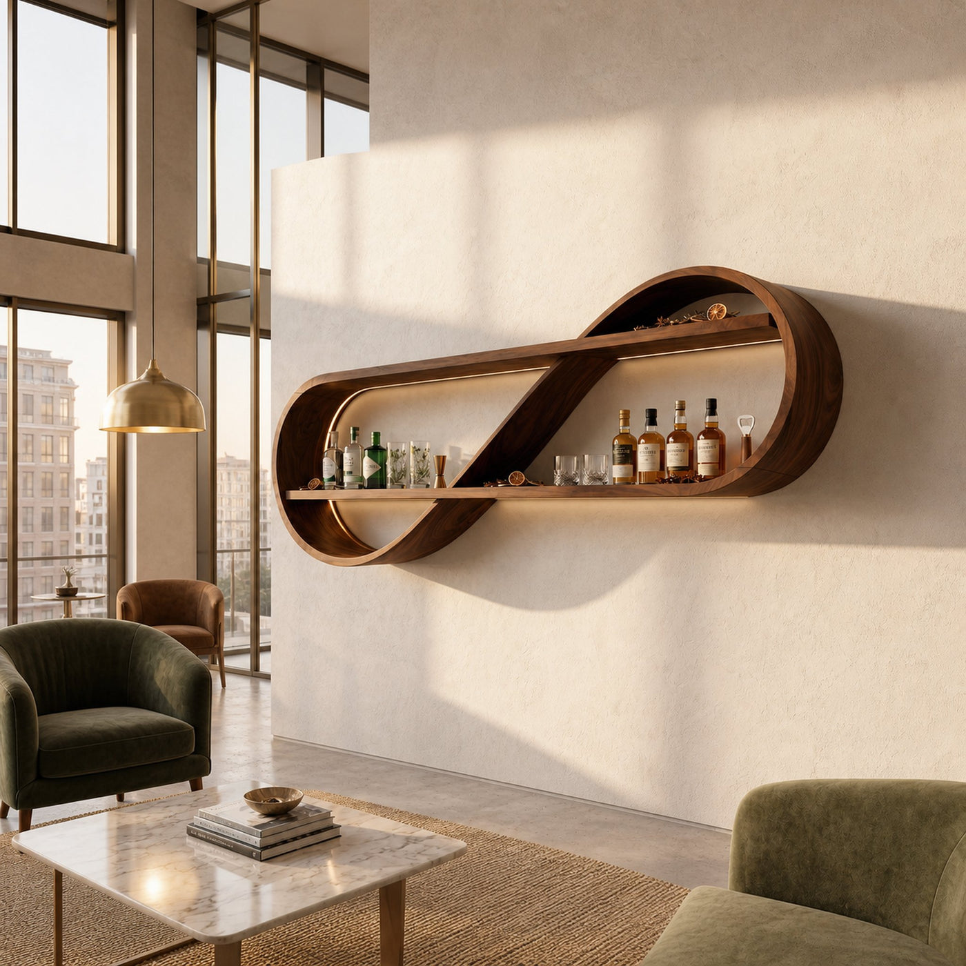 Scandinavian Open Shelf Wine Rack For Apartment Interior - product view 7