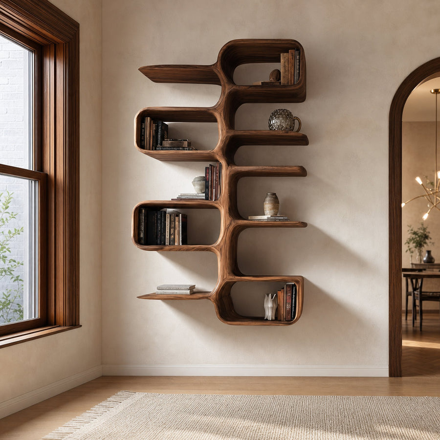 Scandinavian Wooden Wall Shelf For Home Interior Decor
