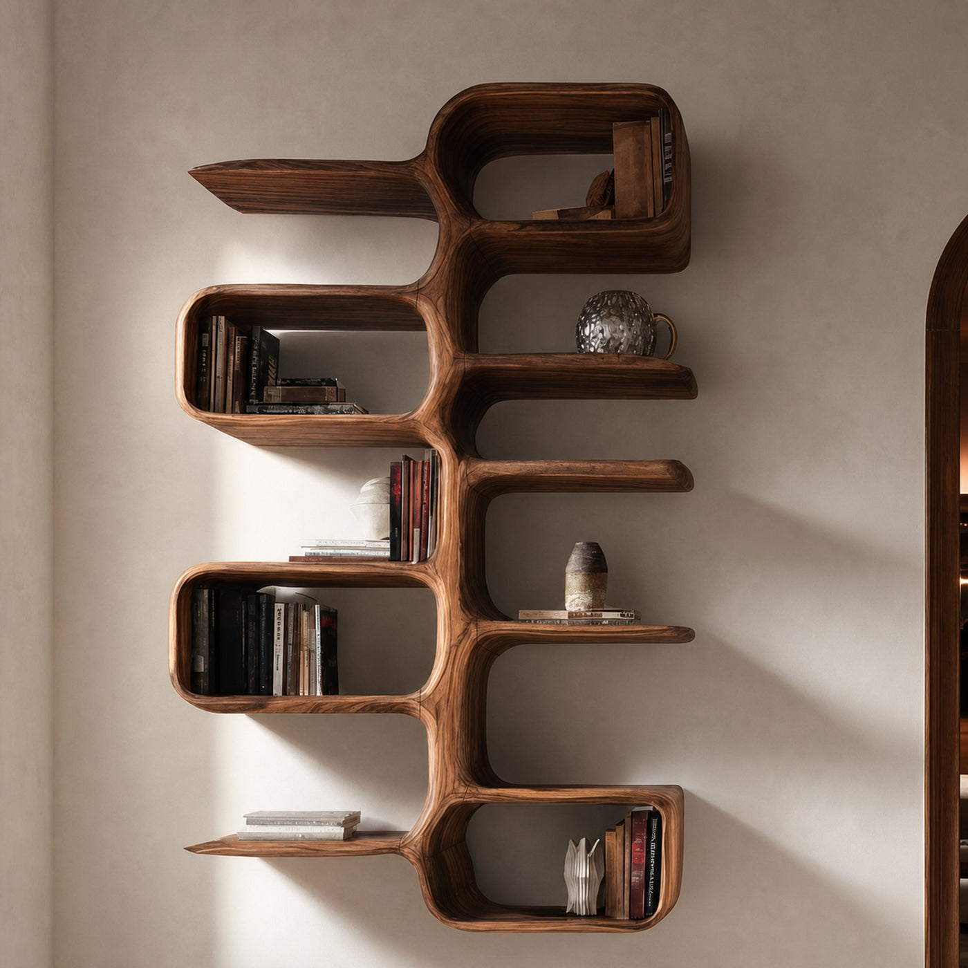 Scandinavian Wooden Wall Shelf For Home Interior Decor - product view 6