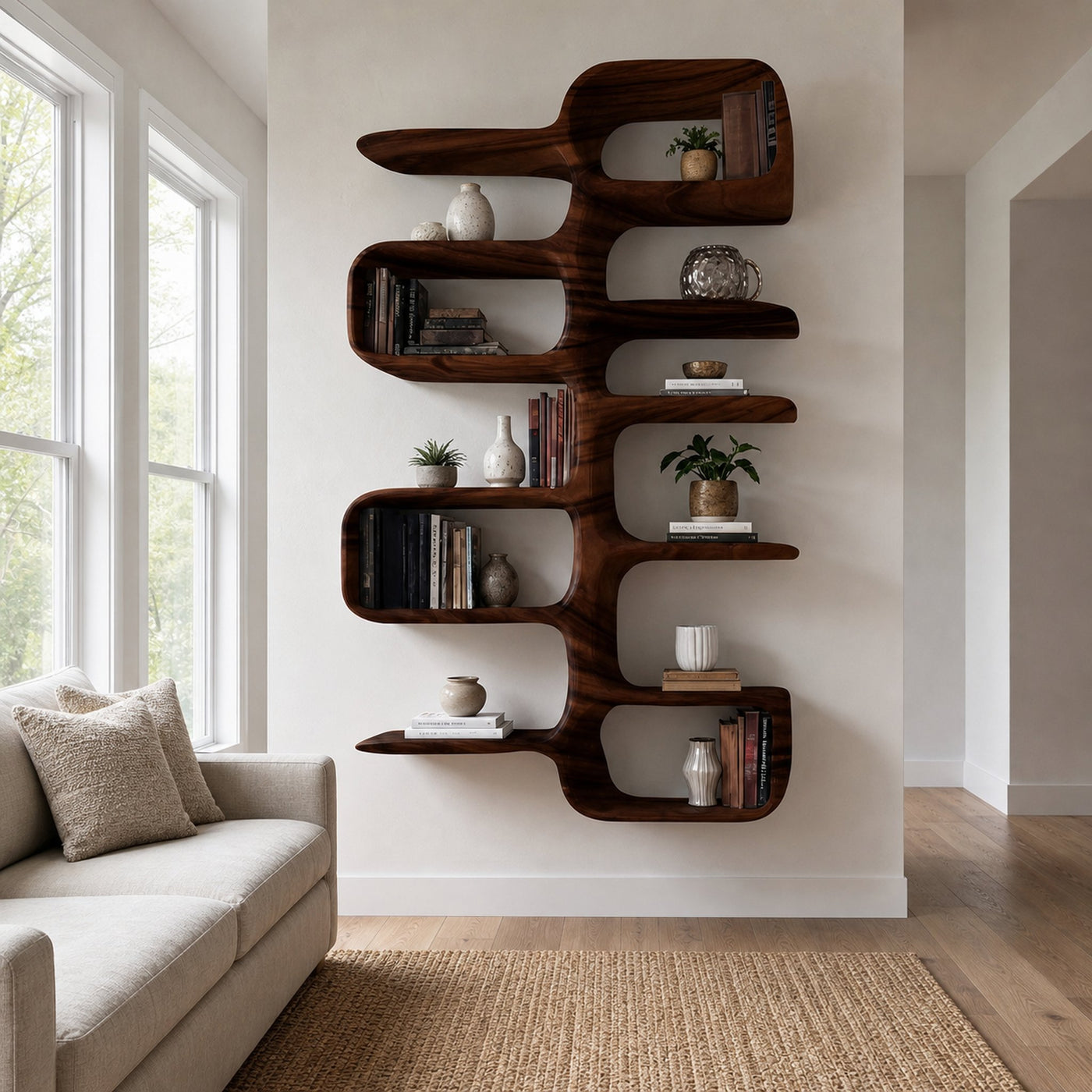 Scandinavian Wooden Wall Shelf For Home Interior Decor - product view 7