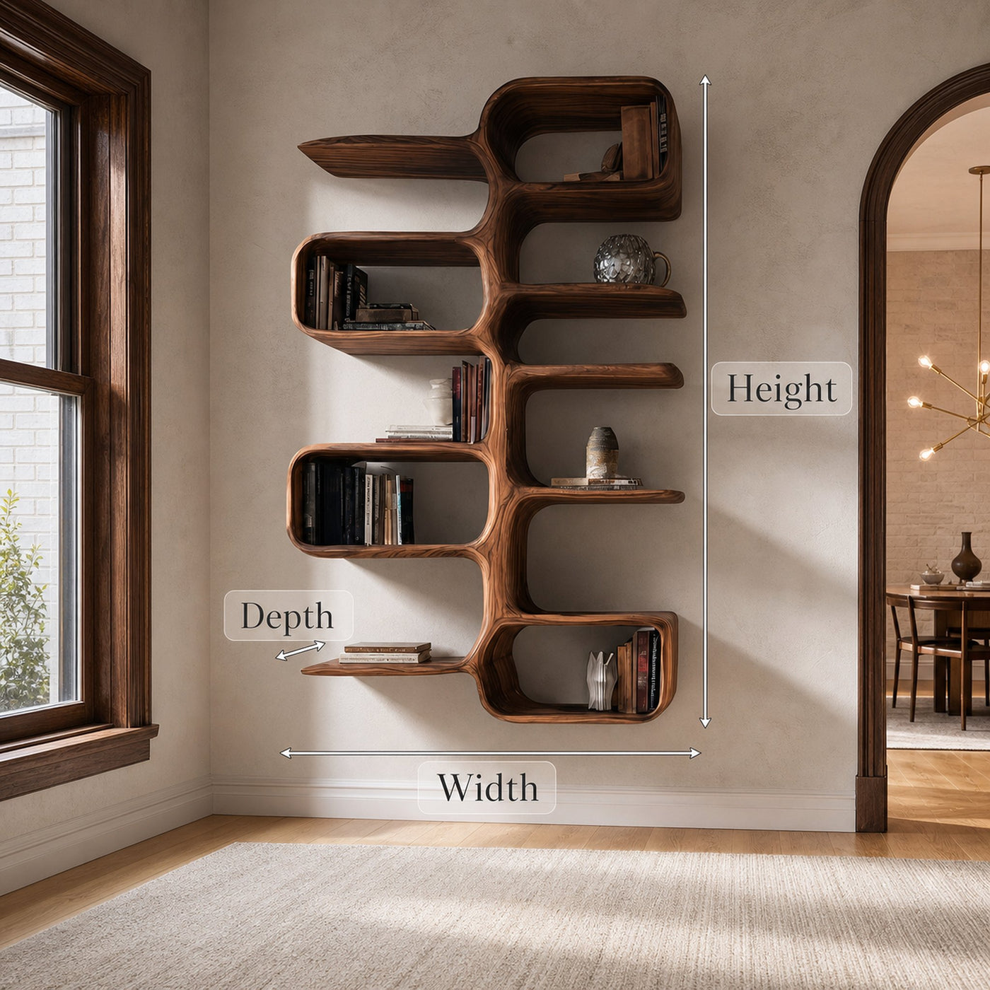 Scandinavian Wooden Wall Shelf For Home Interior Decor - product view 8