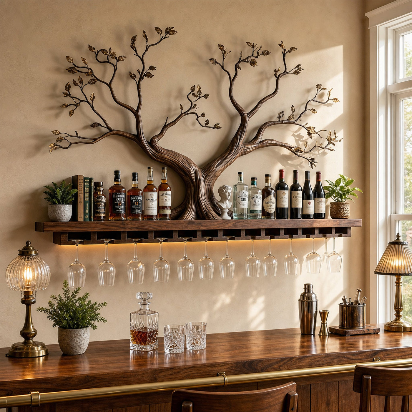 Scandinavian Wooden Wine Rack Wall Shelf For Kitchen Dining Room Home Bar