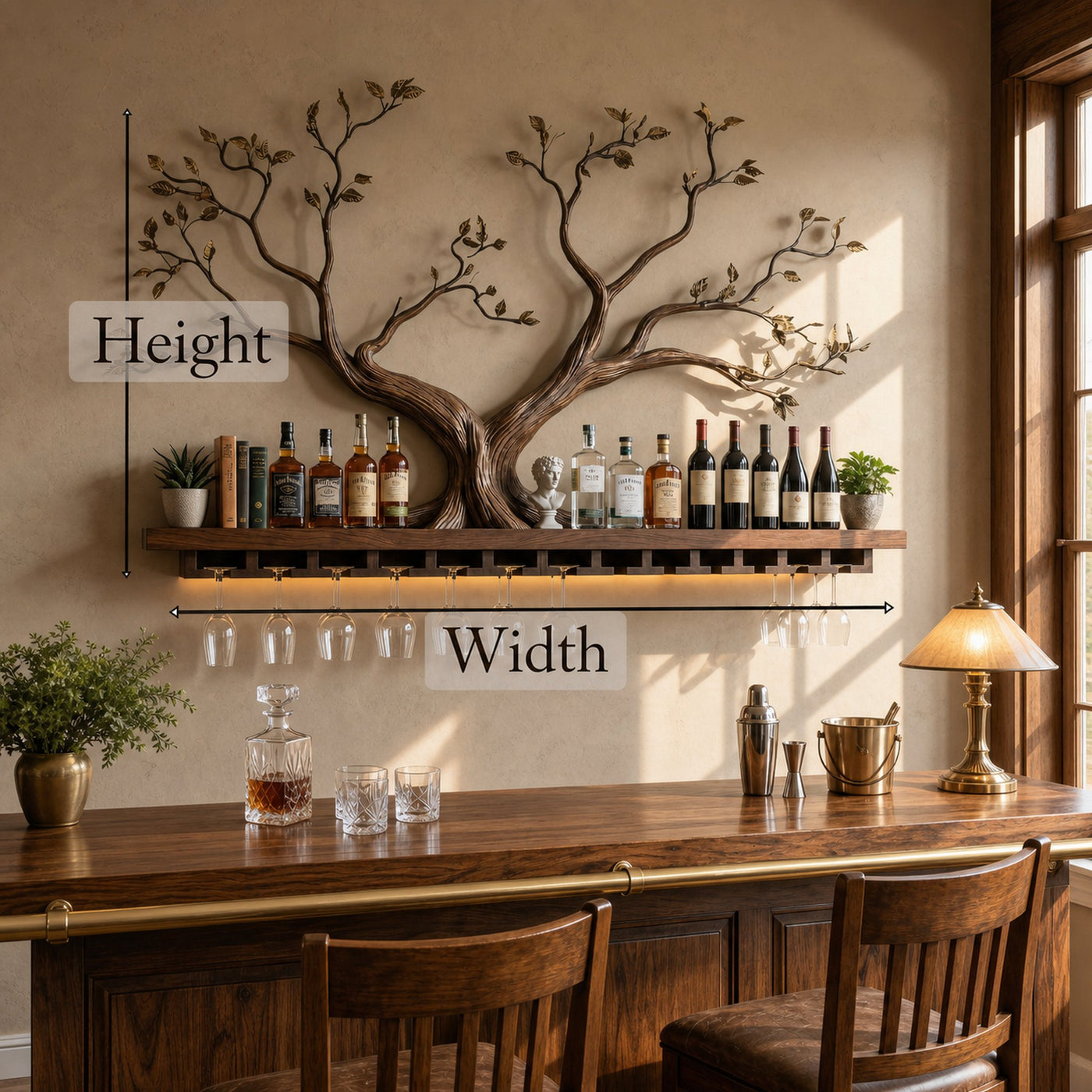 Scandinavian Wooden Wine Rack Wall Shelf For Kitchen Dining Room Home Bar - product view 6