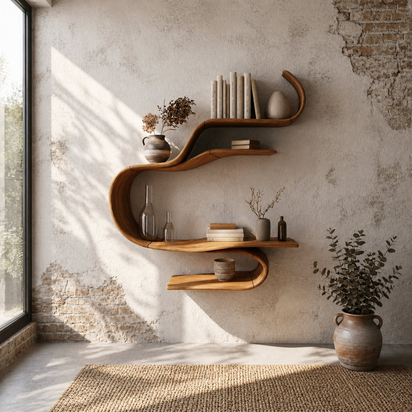 Sculptural Curved Wall Shelf For Living Room And Bedroom - product view 6