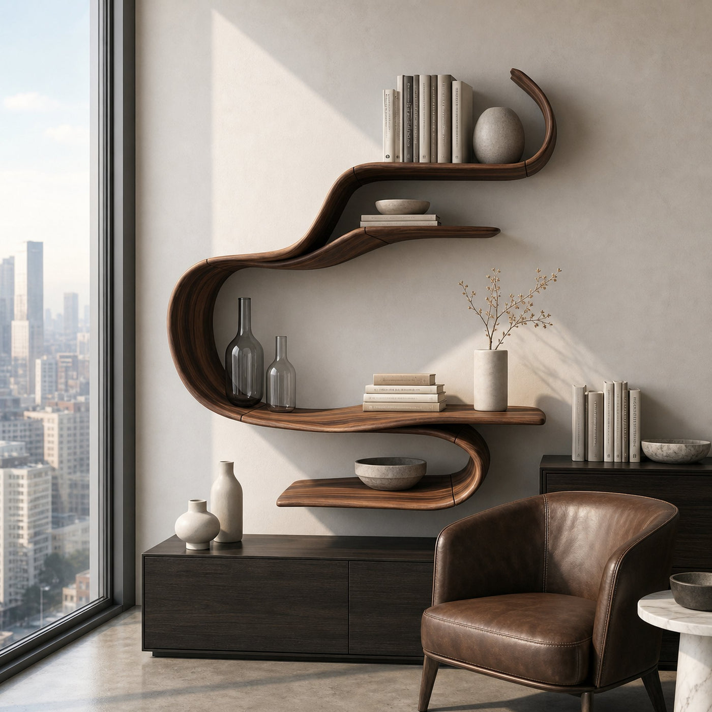 Sculptural Curved Wall Shelf For Living Room And Bedroom - product view 7