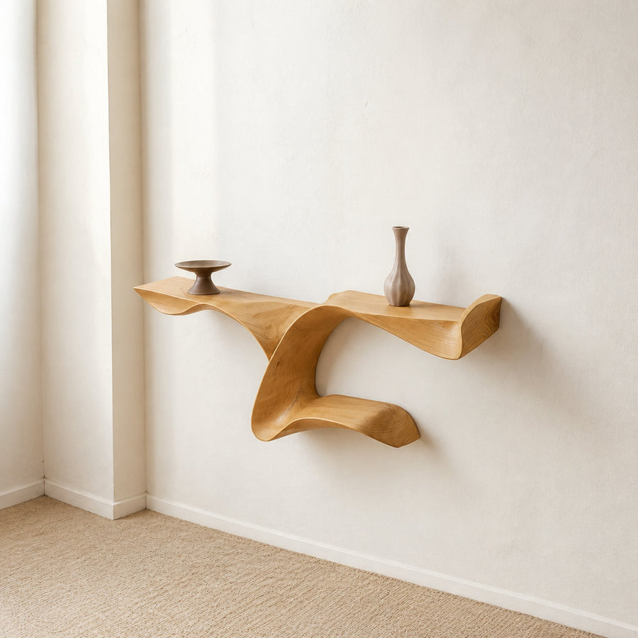 Sculptural Floating Shelf Modern Organic Wave Living Room Bedroom