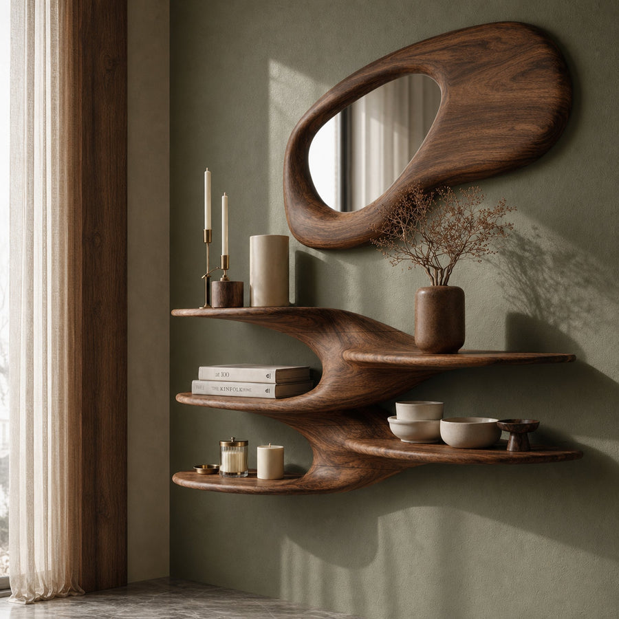 Sculptural Floating Wall Shelf For Living Room And Bedroom