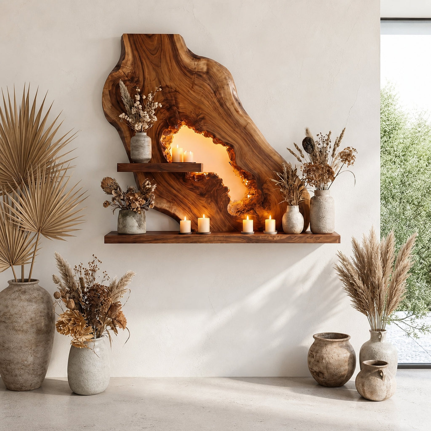 Sculptural Floating Wall Shelf For Living Room And Entryway