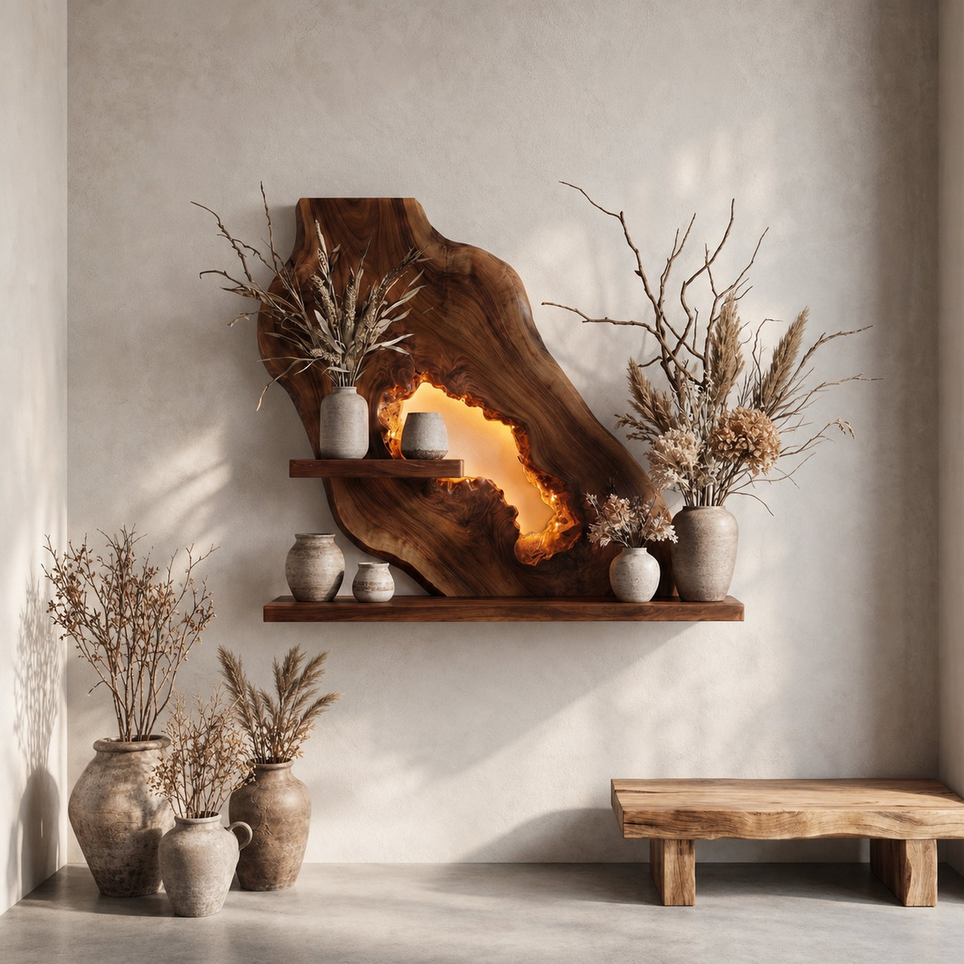 Sculptural Floating Wall Shelf For Living Room And Entryway - product view 7