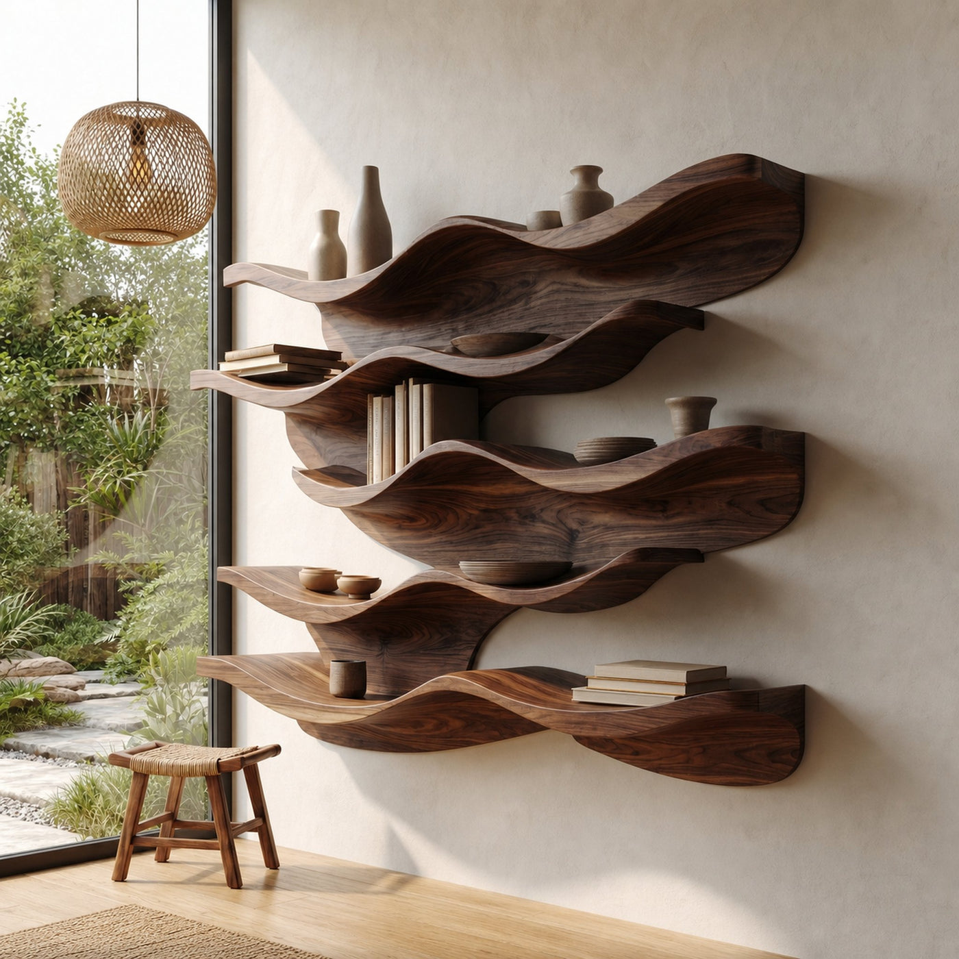 Sculptural Wave Wall Mounted Bookshelf For Living Room And Bedroom - product view 7