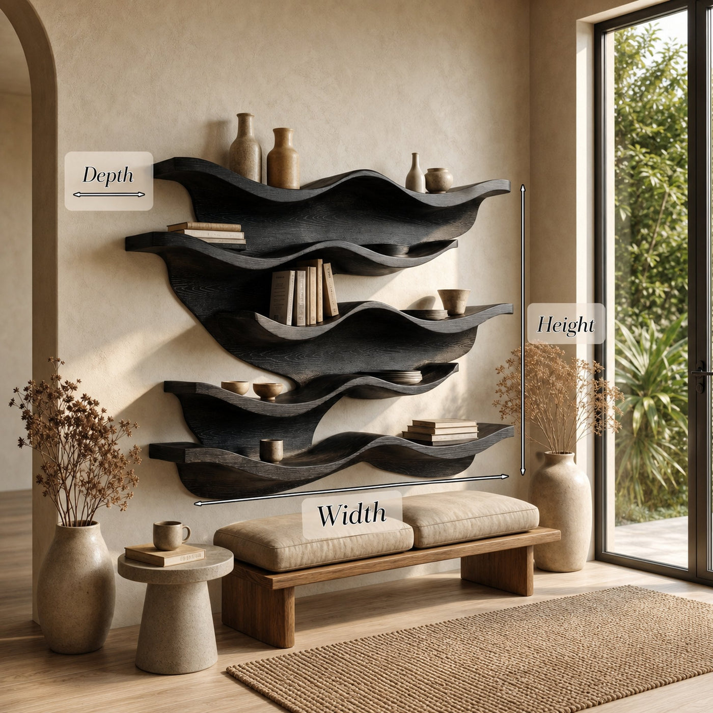 Sculptural Wave Wall Mounted Bookshelf For Living Room And Bedroom - product view 8