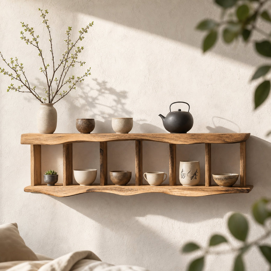 Solid Wood Bookshelf In Rustic Style For Bedroom Decor