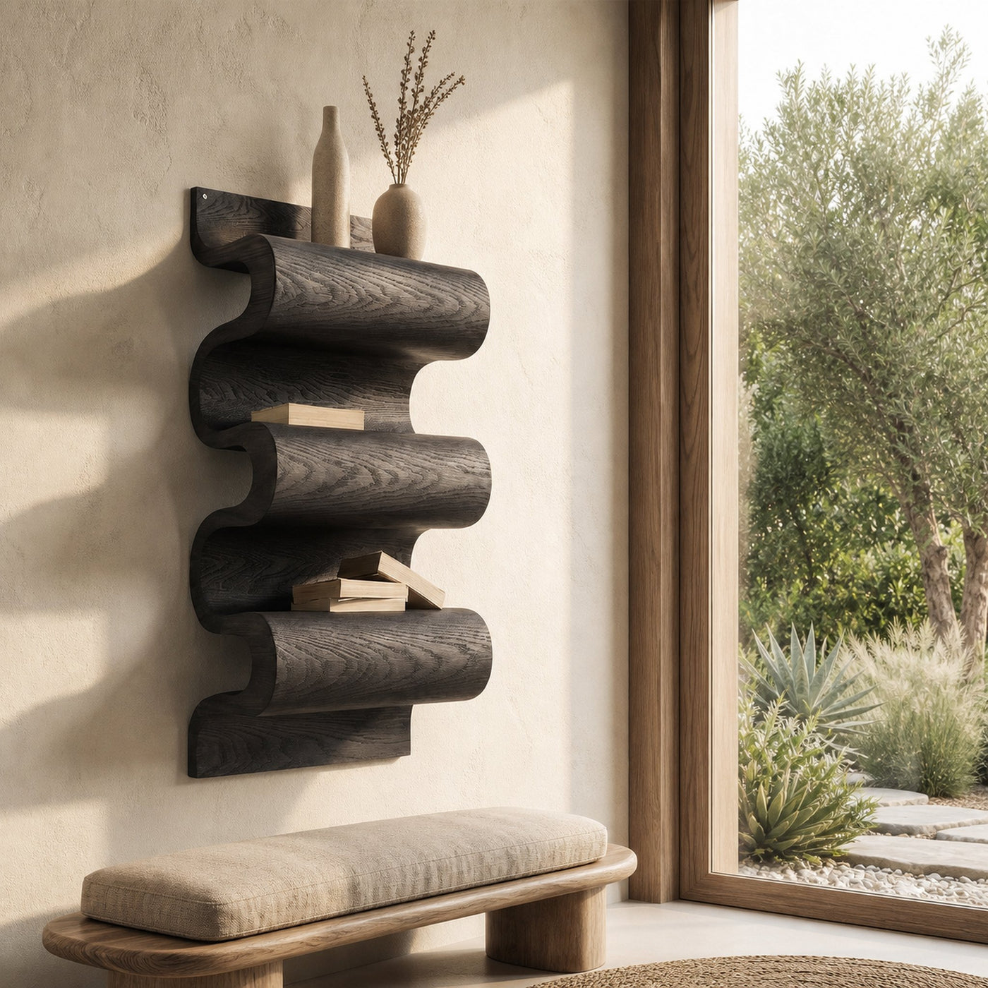 Unique Sculptural Wall Bookshelf For Living Room And Bedroom