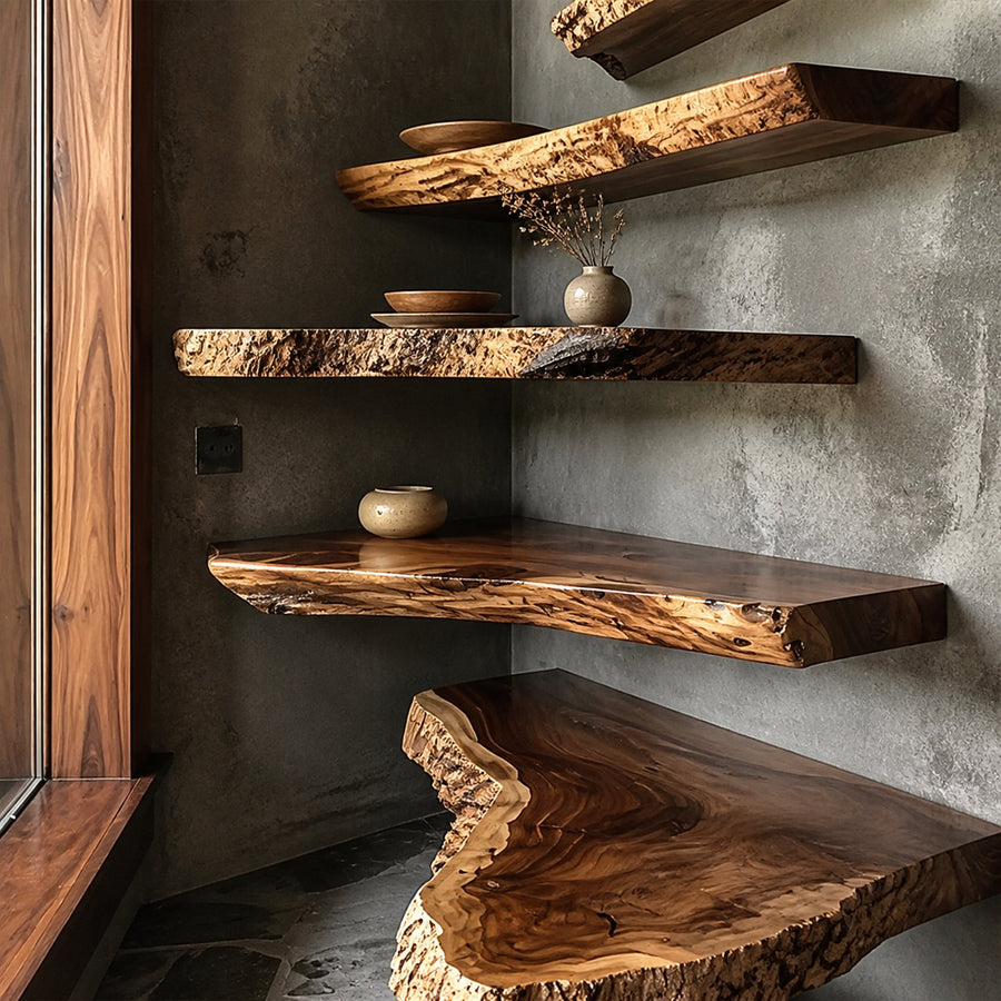 Walnut Live Edge Shelf Custom Shelf
