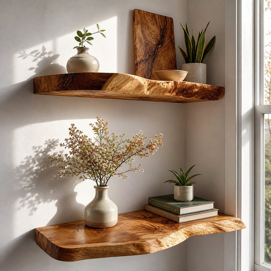 Walnut Live Edge Shelf Decor