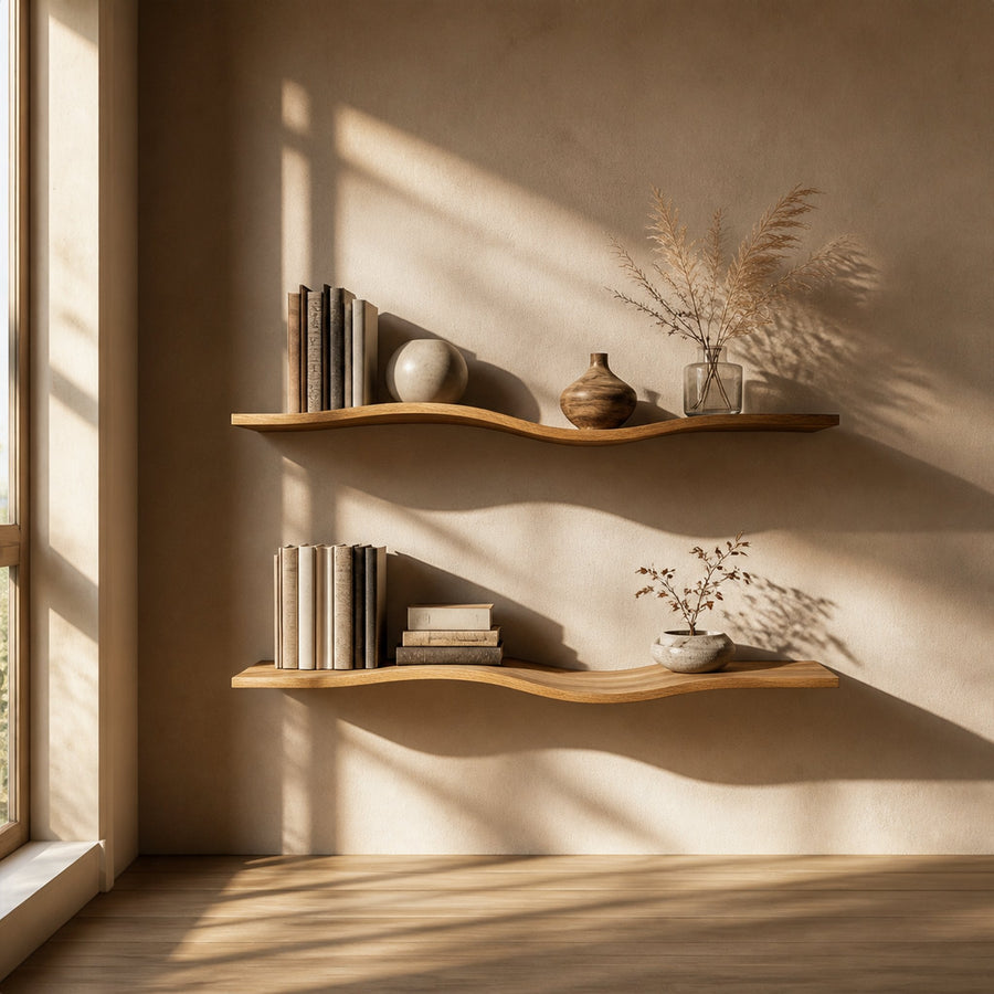 Wavy Wall Shelf Long Floating Shelf Bed Room Modern Design