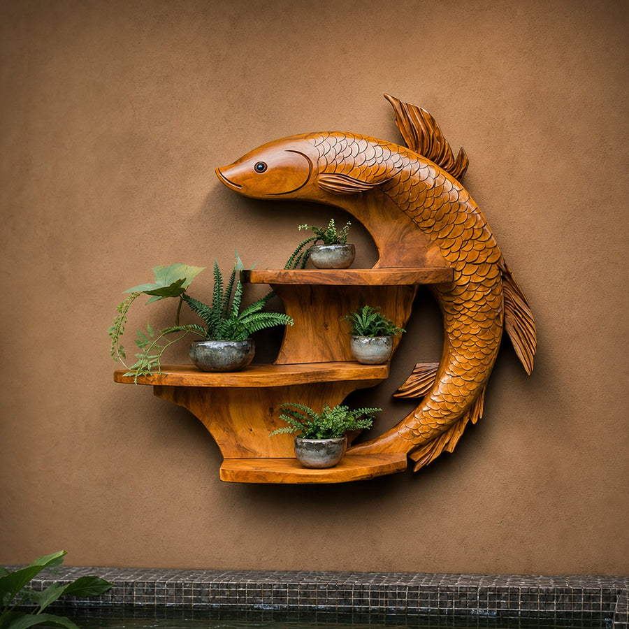 Zen Koi Wall Display Shelf For Living Room And Entryway