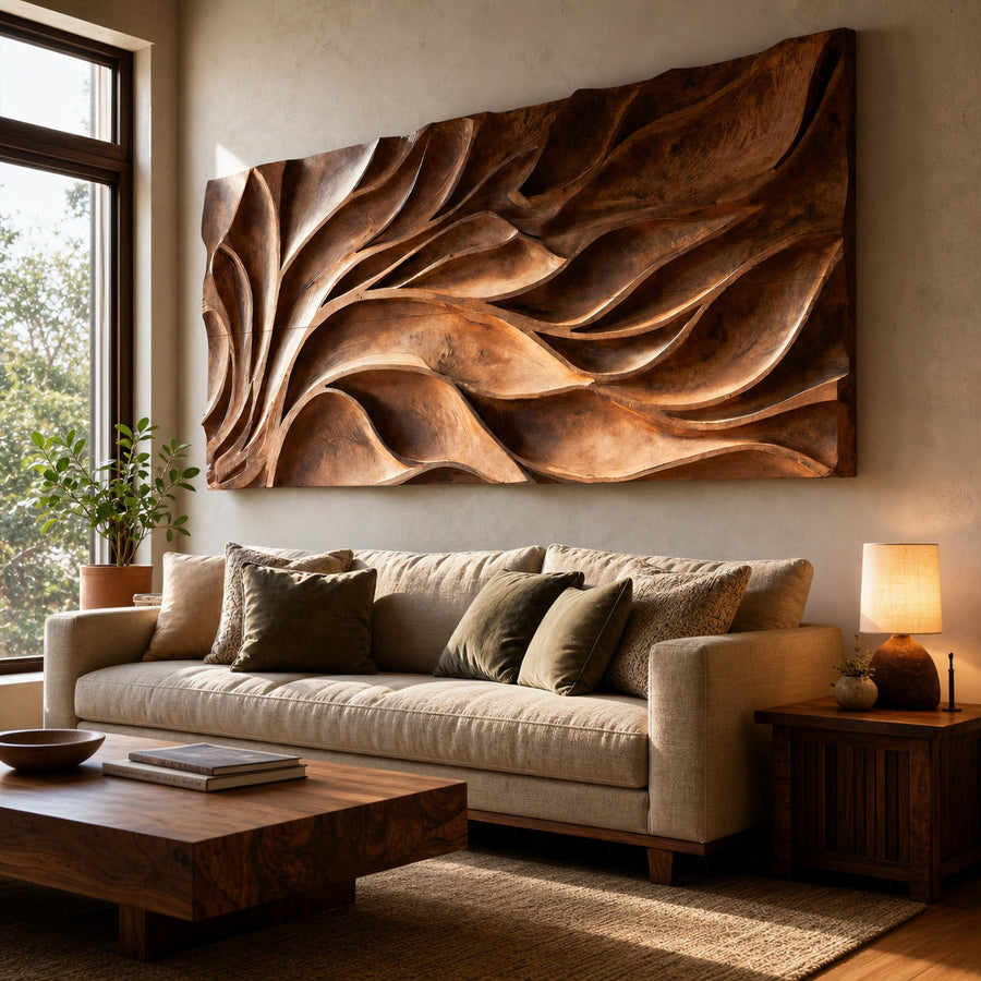 Abstract Carved Wall Art Sculpture For Living Room Decor