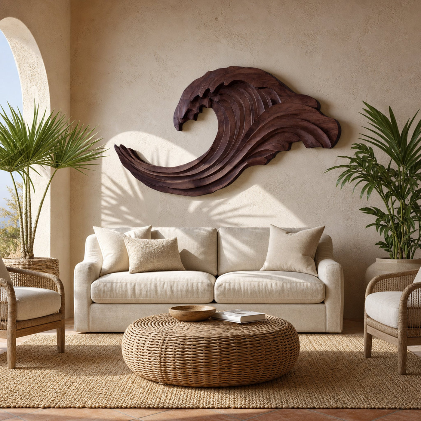 Abstract Ocean Wave Wall Sculpture For Living Room - product view 6