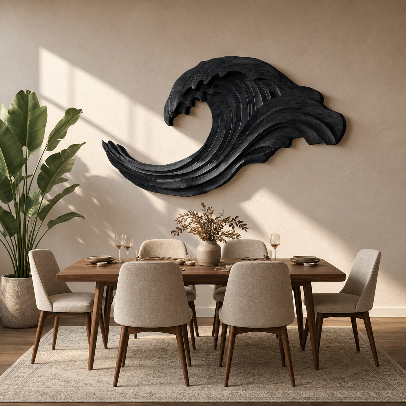 Abstract Ocean Wave Wall Sculpture For Living Room - product view 7