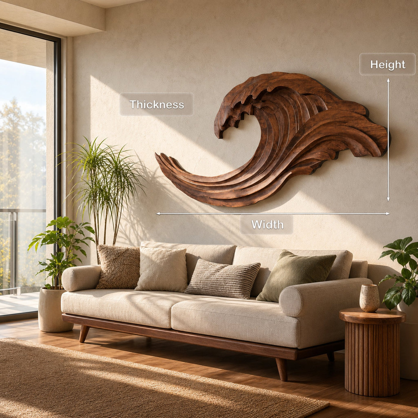 Abstract Ocean Wave Wall Sculpture For Living Room - product view 8