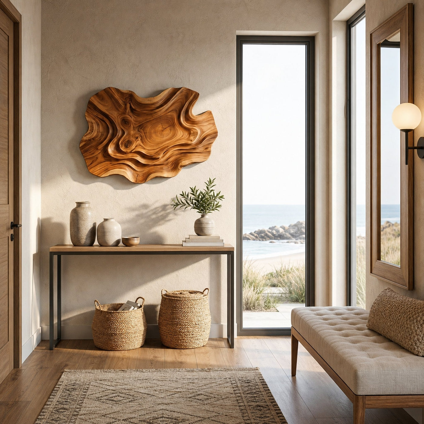 Abstract Wooden Wave Wall Art For Contemporary Living Room - product view 6