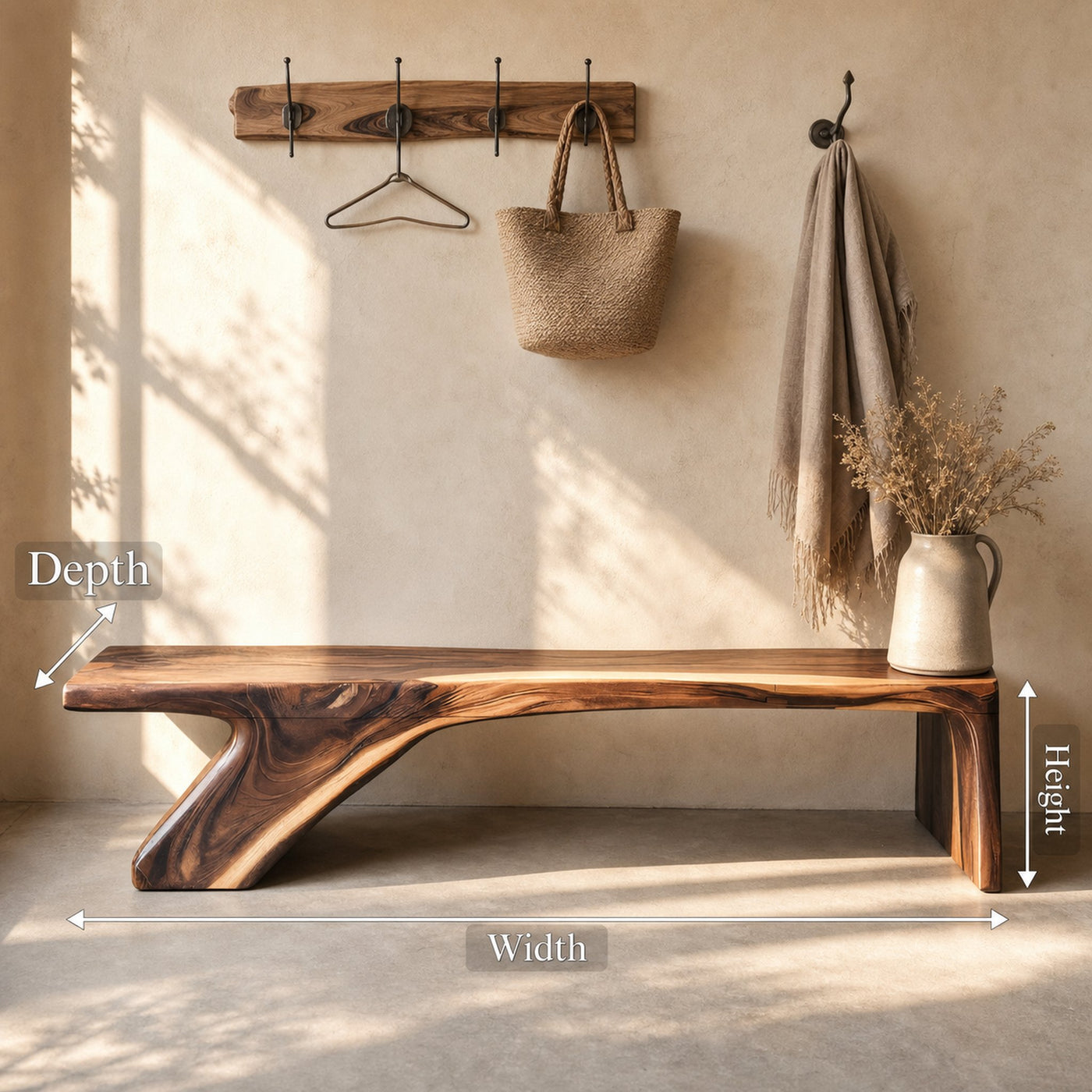Architectural Bench With Sculpted Z Base For Entryway - product view 8