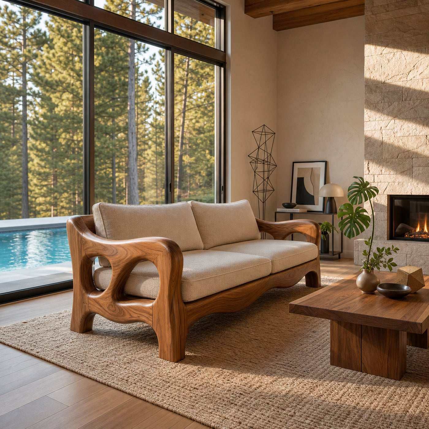 Architectural Sculptural Sofa Luxury Family Room - product view 6