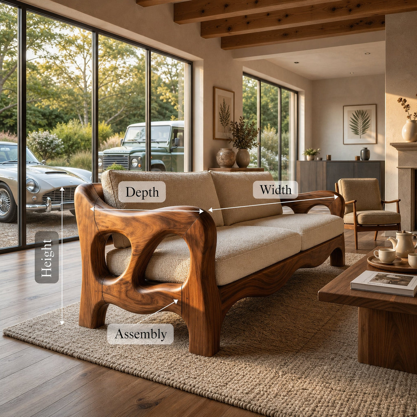 Architectural Sculptural Sofa Luxury Family Room - product view 8