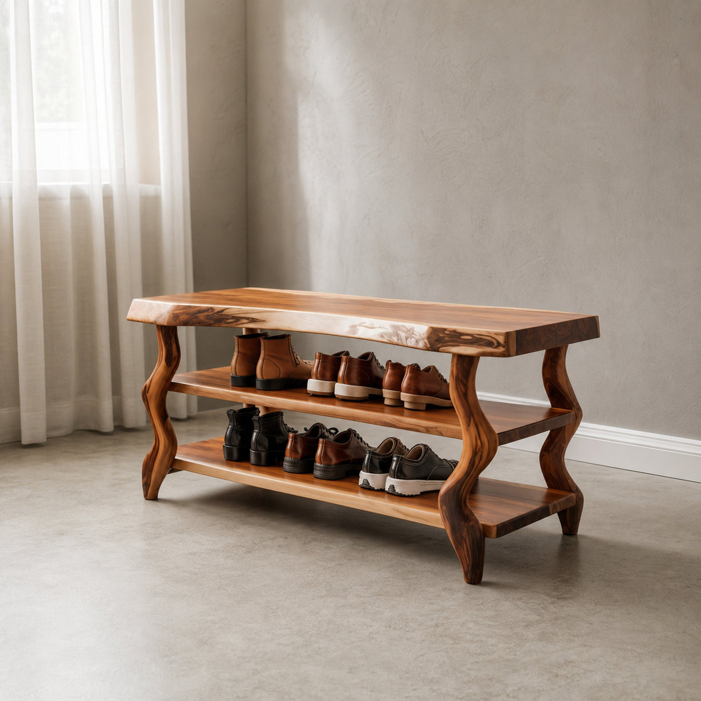 Artisan Rustic Shoe Bench Hallway And Living Room