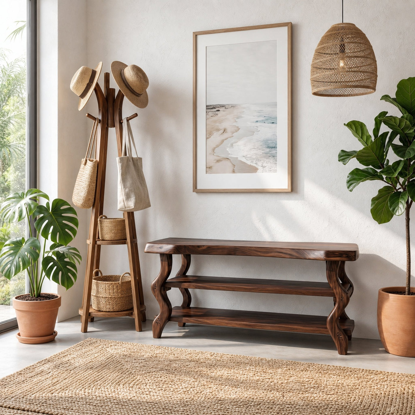Artisan Rustic Shoe Bench Hallway And Living Room - product view 7