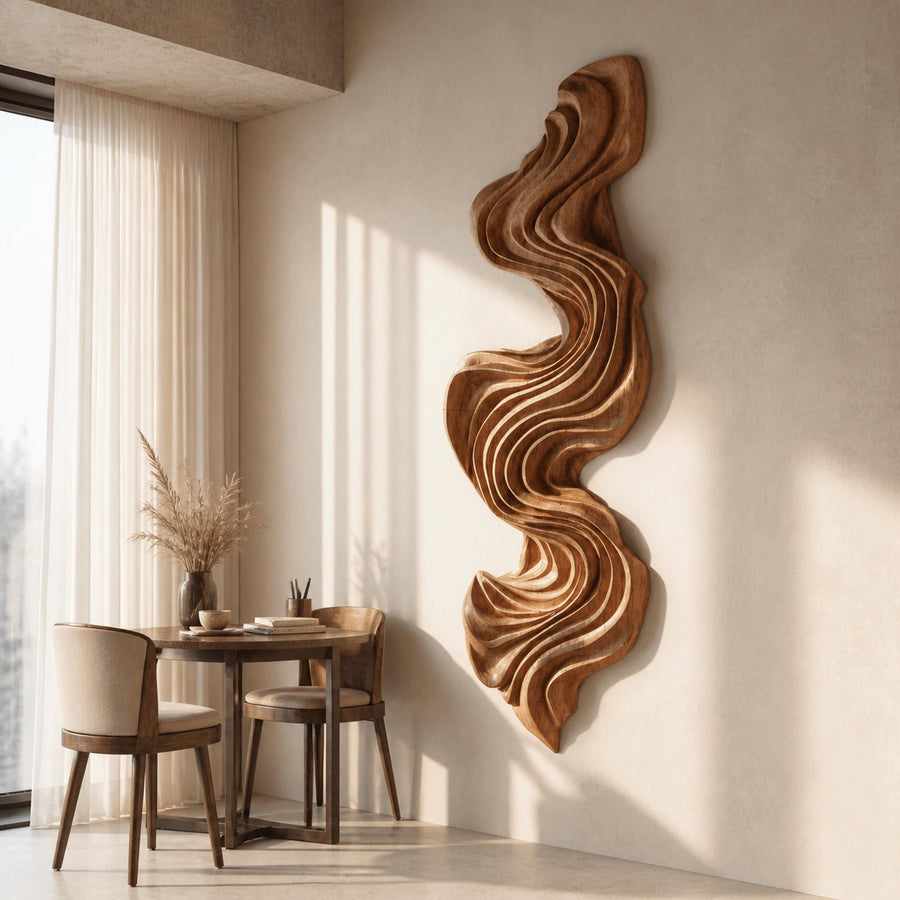 Artisan Vertical Wave Wall Sculpture For Home