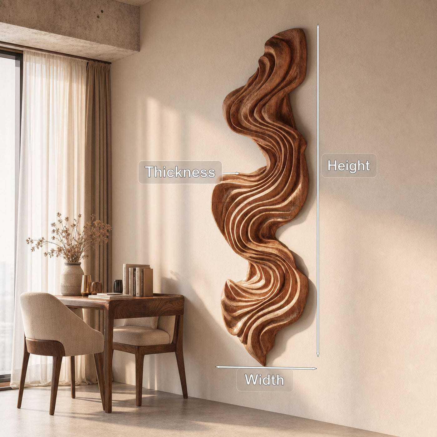 Artisan Vertical Wave Wall Sculpture For Home - product view 6