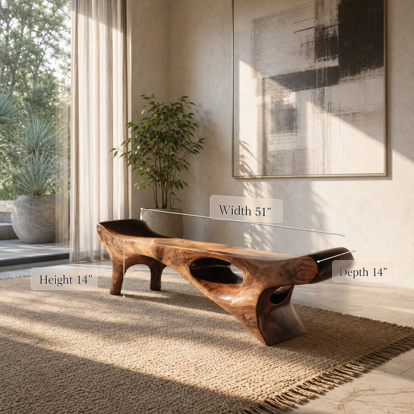 Artistic Bench For Living Room Or Entryway - product view 6