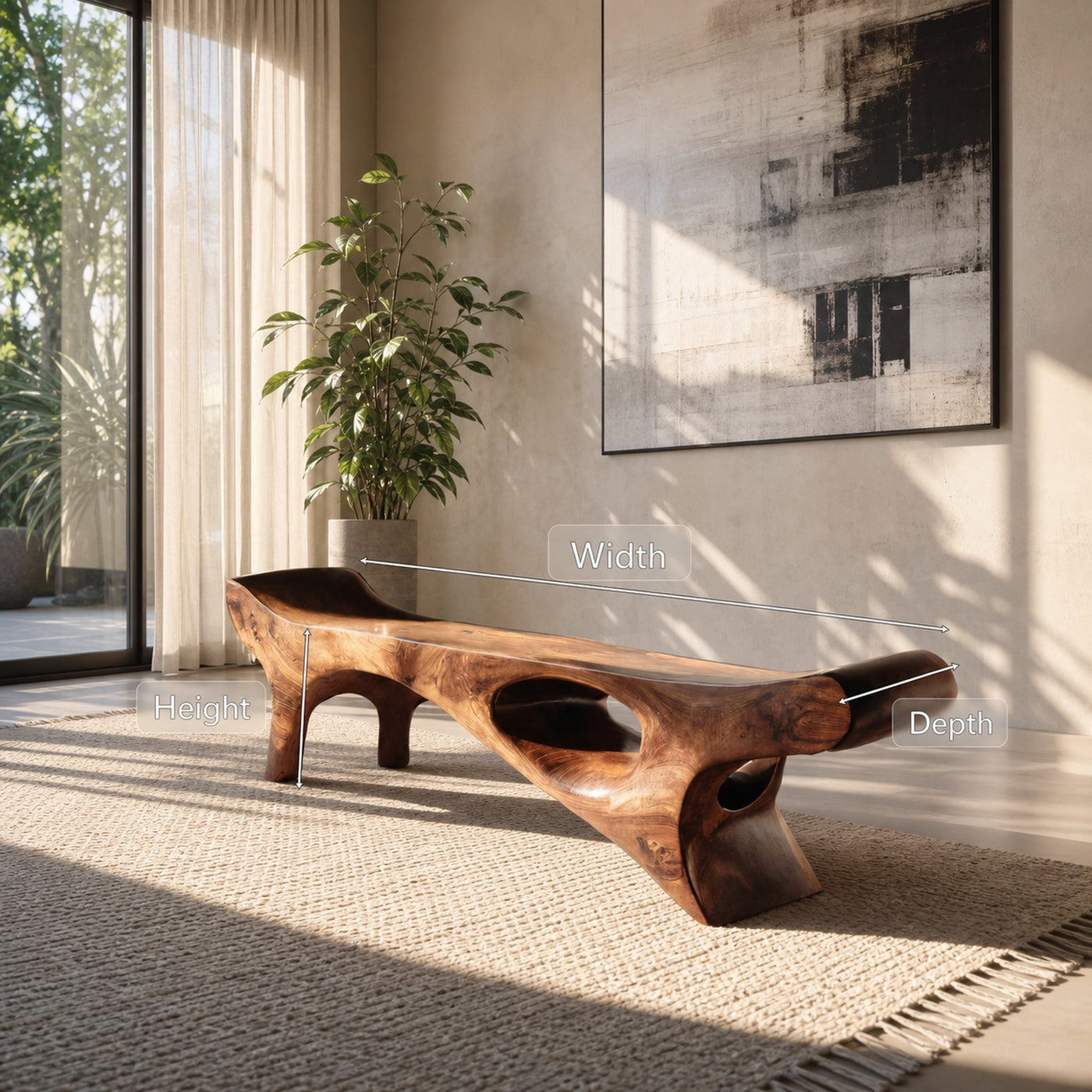 Artistic Bench For Living Room Or Entryway - product view 7