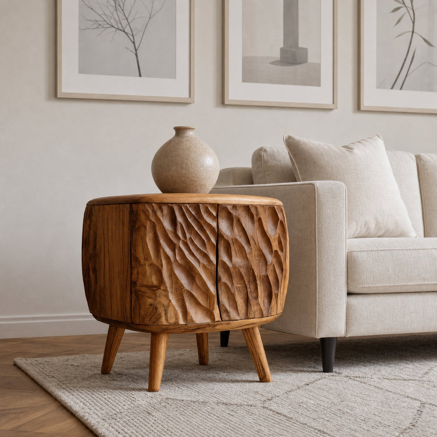 Artistic Carved Side Table For Living Room