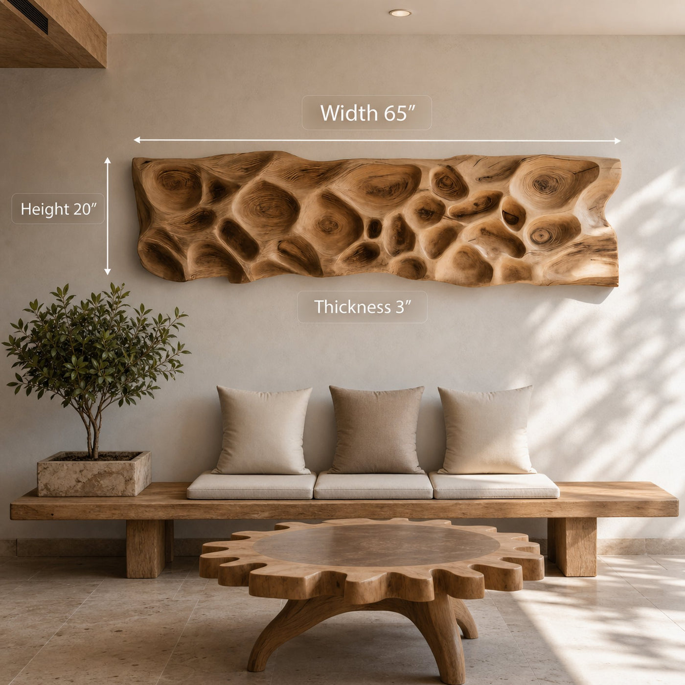 Artistic Carved Wall Art With Organic Texture For Entryway - product view 7
