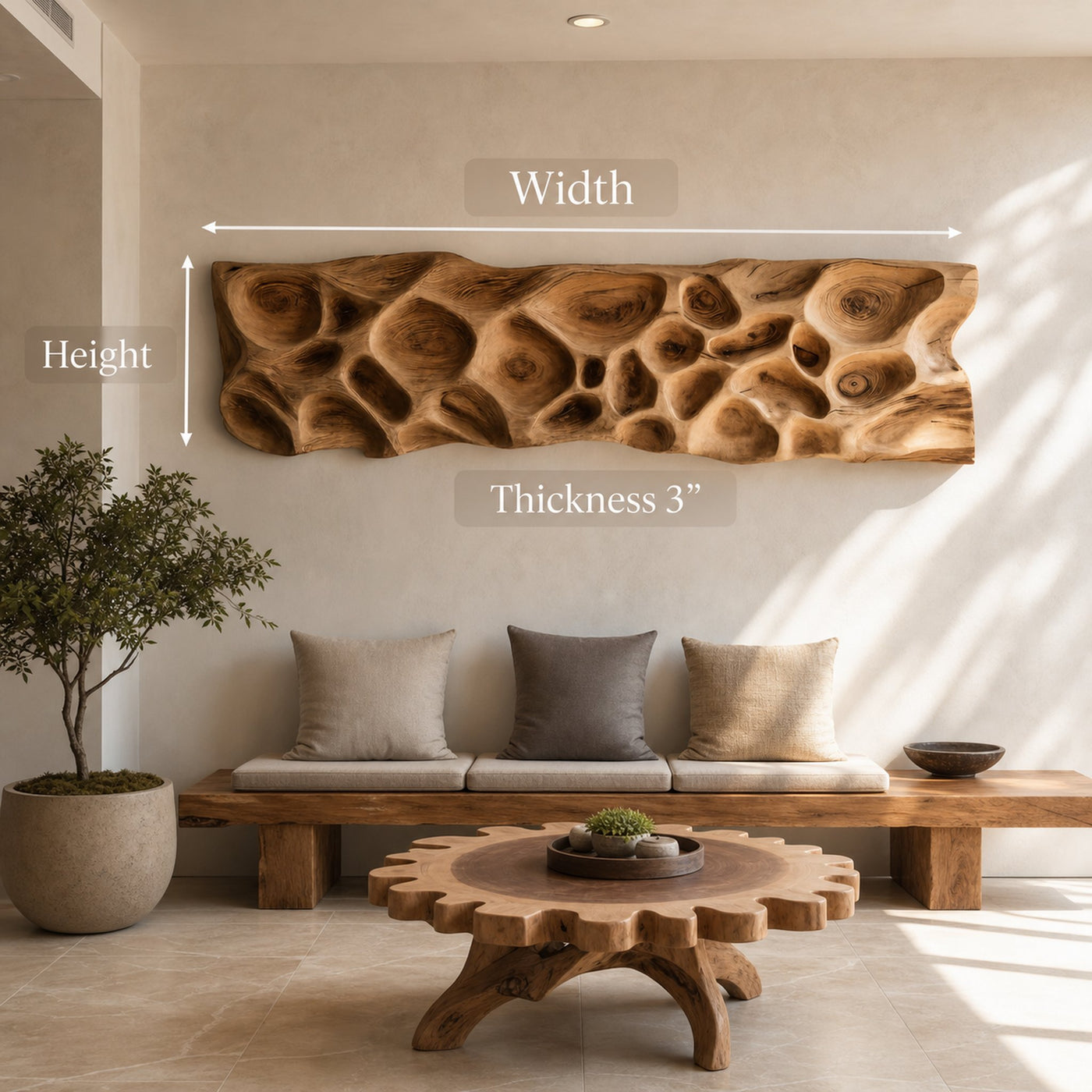 Artistic Carved Wall Art With Organic Texture For Entryway - product view 9