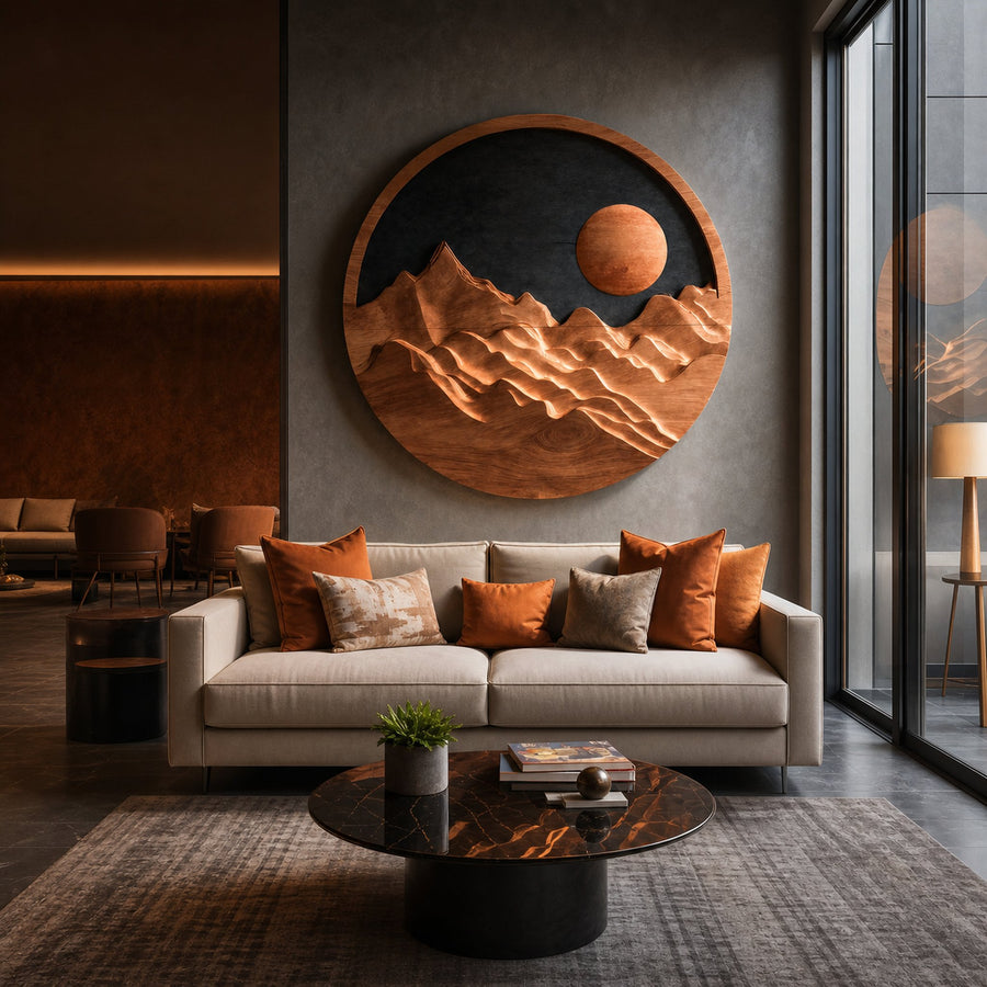 Artistic Mountain Sun Wall Hanging For Modern Home